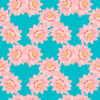 seamless modeli mavi bir arka plan üzerinde pembe lotus çiçeği. VEC