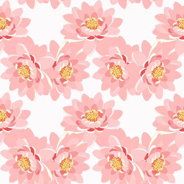 Nahtloses Muster Lotusblume rosa Nahaufnahme auf weißem Hintergrund — Stockvektor