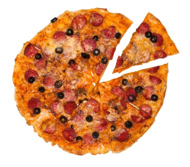 Beyaz bir arka plan üzerinde izole bir biberli pizza genel gider fotoğraf