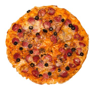 Beyaz bir arka plan üzerinde izole bir biberli pizza genel gider fotoğraf