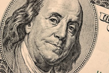  Benjamin Franklin yakın çekim portre. Kavram ve fikirler