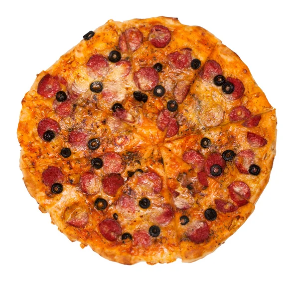 Beyaz bir arka plan üzerinde izole bir biberli pizza genel gider fotoğraf