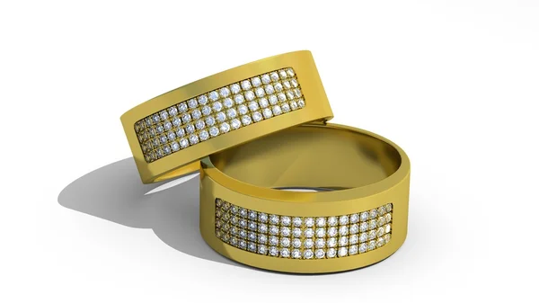 Dos anillos de oro con diamantes para mujer — Foto de Stock