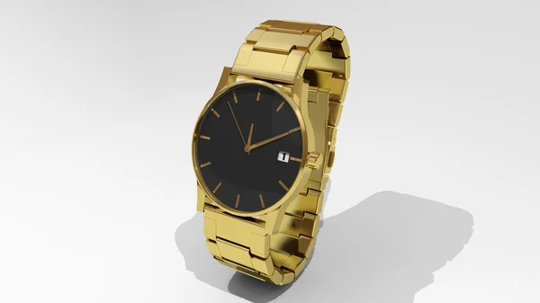 Luksusowy złoty zegarek dla mężczyzn na białym tle — Zdjęcie stockowe