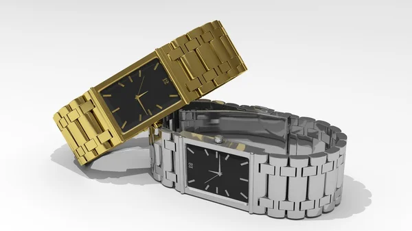 Два розкішні наручні годинники для чоловіків ізольовані на білому тлі — стокове фото