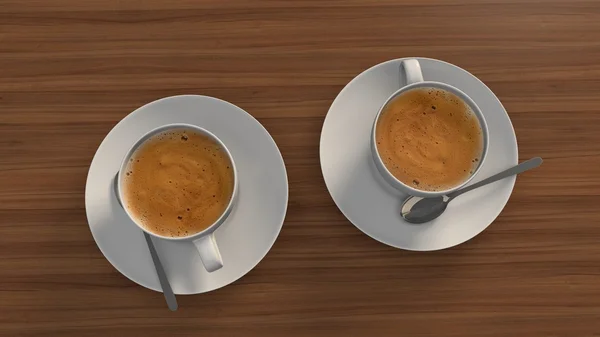 Deux tasses de café sur fond en bois — Photo