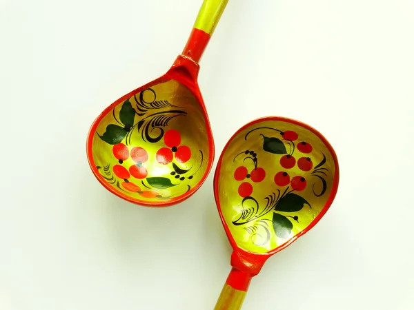 Russian wooden spoons — Stock Photo, Image