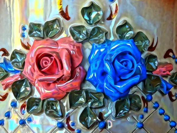 Rosas rojas y azules Fotos De Stock Sin Royalties Gratis