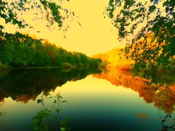 Blick auf den See am Abend — Stockfoto