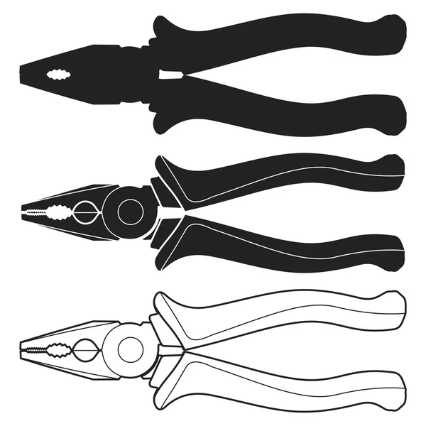 Pliers black and white icon — Stock Vector