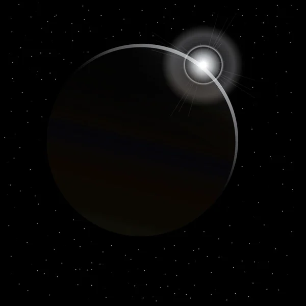 Zonsopgang op de zwarte planeet . — Stockvector