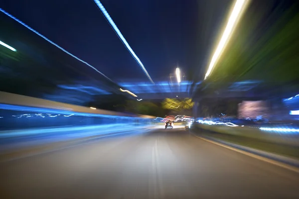 Moving forward motion blur background,night scene — Stock Photo, Image