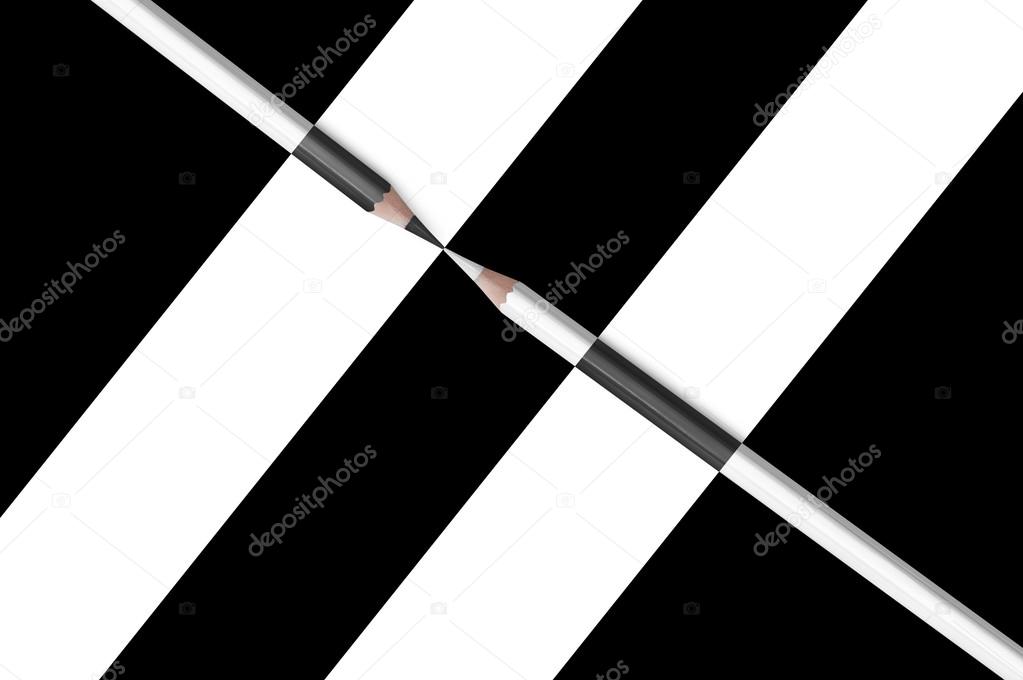 black and white diagonal composition of pencils 