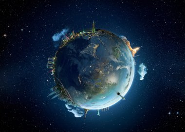 Earth planet with monuments  clipart