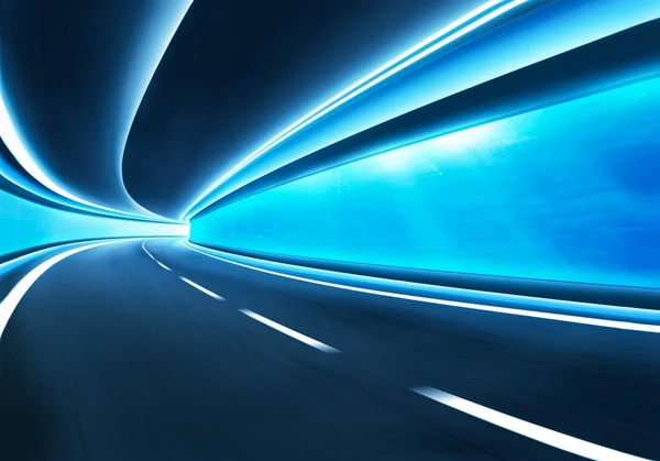 Speed motion road  in glass tunnel — Stock Photo, Image