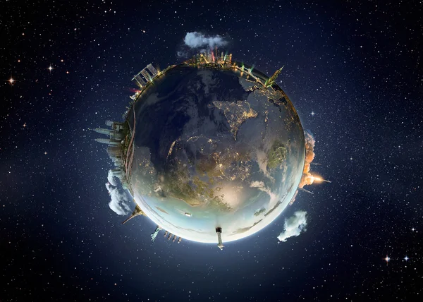Earth planet with monuments — Stock Photo, Image