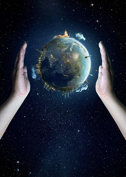 Hands holding Earth — Stock Photo, Image