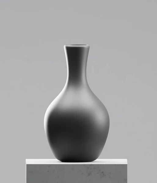 Sort Vase Cementbordet Fotorealistisk Gengivelse - Stock-foto