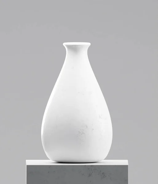 Vase Blanc Sur Table Ciment Rendu Photoréaliste — Photo