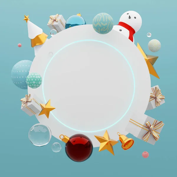 Weihnachten Hintergrund Design Festliche Elemente Wie Weihnachtsbaum Geschenkbox Kugeln Sterne — Stockfoto
