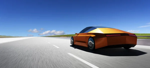 Brandless Electric Concept Car Rulează Drum Redare Propriul Meu Design — Fotografie, imagine de stoc