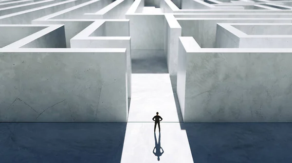 Businessman Stand Front Maze Entrance Business Problem Solving Making Decision — Stockfoto