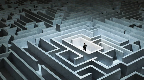 Geschäftsleute Stehen Vor Dem Eingang Zum Labyrinth Geschäftliche Problemlösung Entscheidungsfindung — Stockfoto