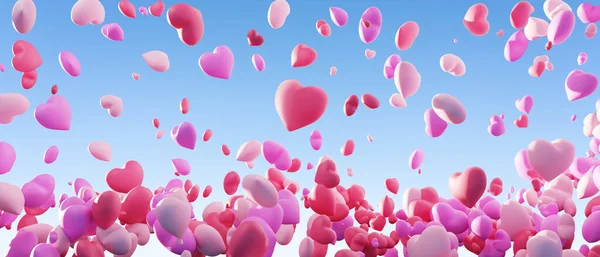 Tas Ballons Amoureux Valentine Day Wedding Design Concept Background Rendu — Photo