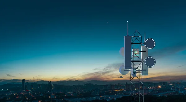 Red Sistemas Inalámbricos Antena Torre Telecomunicaciones Renderizado — Foto de Stock