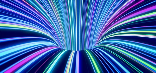 Des Lignes Abstraites Couleur Auto Lumineuse Viennent Trou Rendu — Photo