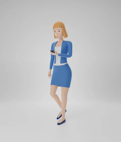電話を使ったビジネスマンのキャラクター 白い背景に隔離されている 3Dレンダリング — ストック写真