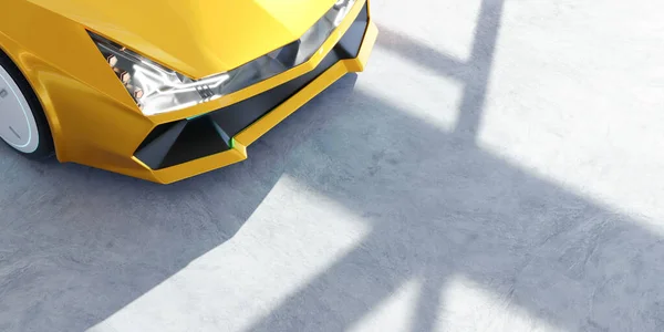 服装不存在无品牌的通用概念黄色跑车 3D插图渲染 — 图库照片