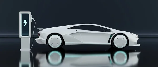 Non Existent Brand Less Generic Concept White Sport Electric Car — Φωτογραφία Αρχείου