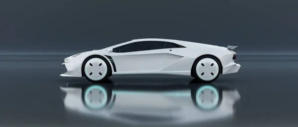 Non Existent Brand Less Generic Concept White Sport Electric Car — Zdjęcie stockowe