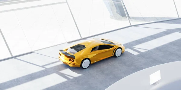 Closeup Non Existent Brand Less Generic Concept Yellow Sport Car — Stock Photo, Image