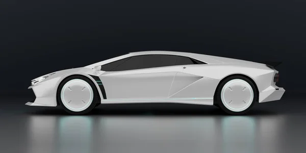 Non Existent Brand Less Generic Concept White Sport Electric Car — Stok fotoğraf