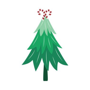 Decorative Christmas trees with stars and colorful festive ornaments.