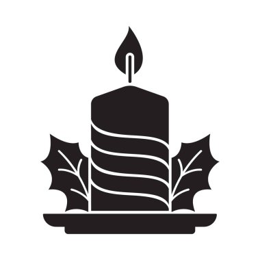 Bayramlık süslemeleri ve sembolleri olan siyah ve beyaz Noel sembolleri.