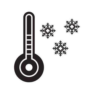 Simple winter glyph icons of cold weather and seasonal activities.