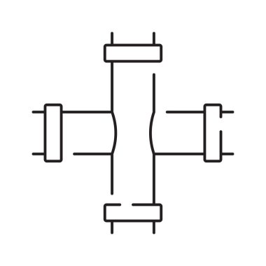 Valfleri ve Bağlayıcıları olan Endüstriyel Boru Hattı Sistemi.