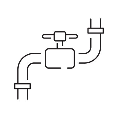 Valfleri ve Bağlayıcıları olan Endüstriyel Boru Hattı Sistemi.