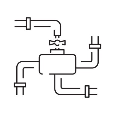 Valfleri ve Bağlayıcıları olan Endüstriyel Boru Hattı Sistemi.