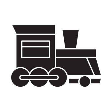 Lokomotifli yük treni, yolcu tren ikonları koleksiyonu. Yük trenleri koleksiyonunun siyah silueti. Demiryolu taşıma seti.