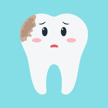 Diş bakımını ve duygularını gösteren sevimli diş karakterleri.