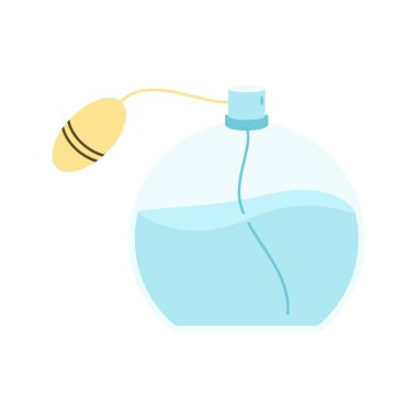 Düz vektör biçiminde renkli parfüm şişeleri ve parfüm kapları koleksiyonu.