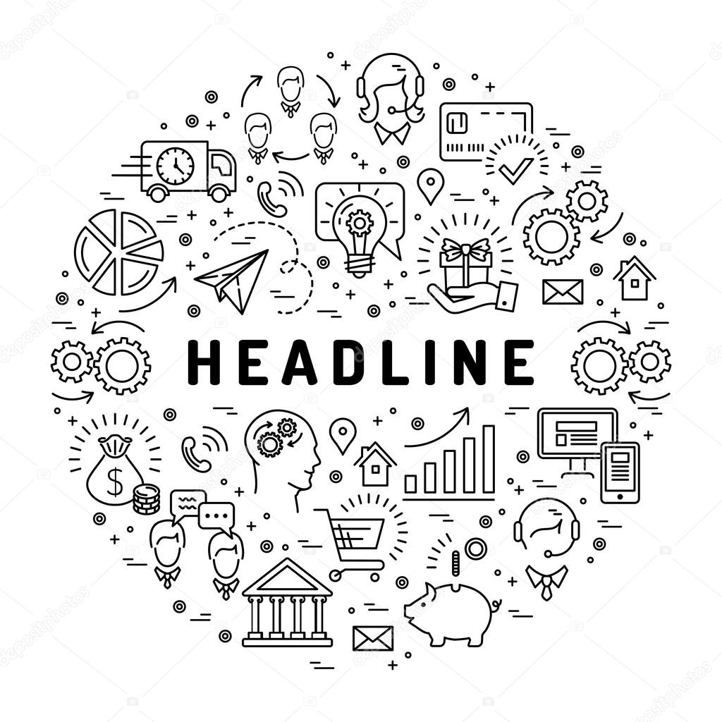 Vector Business Icons Marketing Line Art Symbols Stock Vector Image By C Decobrush