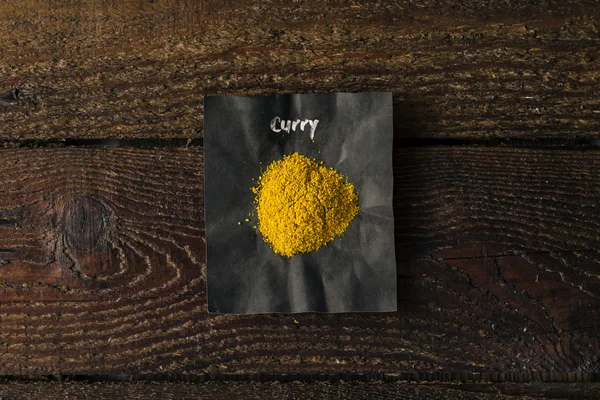 Curry Spice with name written on paper. — Stock Photo, Image