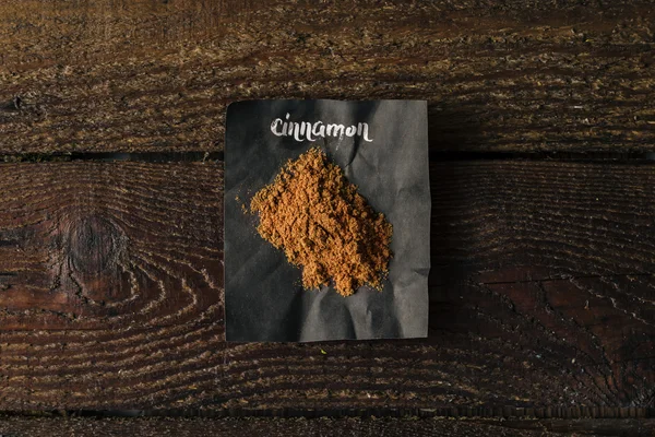 Cinnamon Spice with name written on paper. — Stock Photo, Image