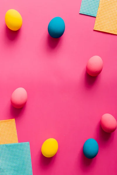 Easter eggs on pink paper — Stock Photo, Image