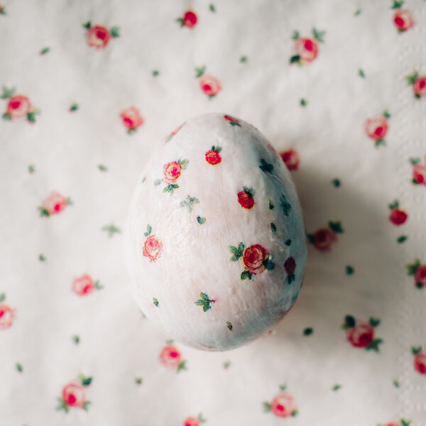 Easter egg decorated with paper napkins